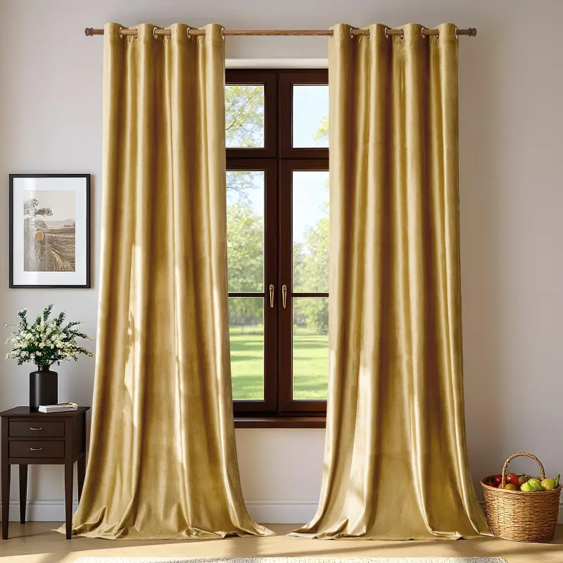 Gold Velvet Blackout Curtains 1