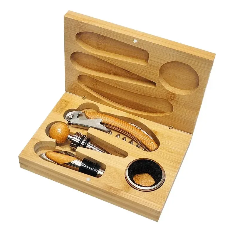 Bamboo Wood Wine Opener Gift Set 1