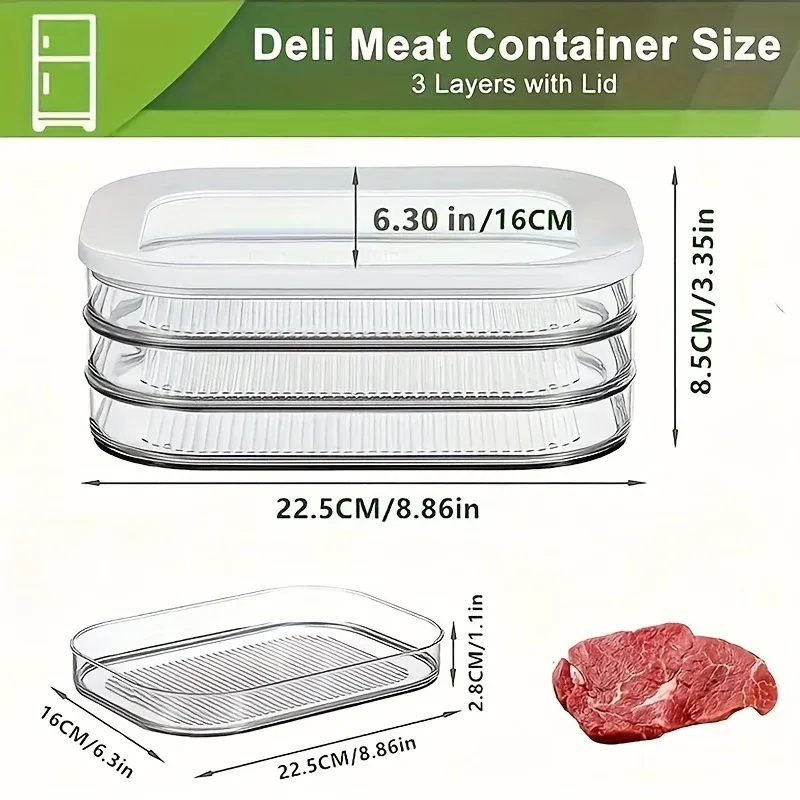 3-Layer Clear Meat Storage Containers 6