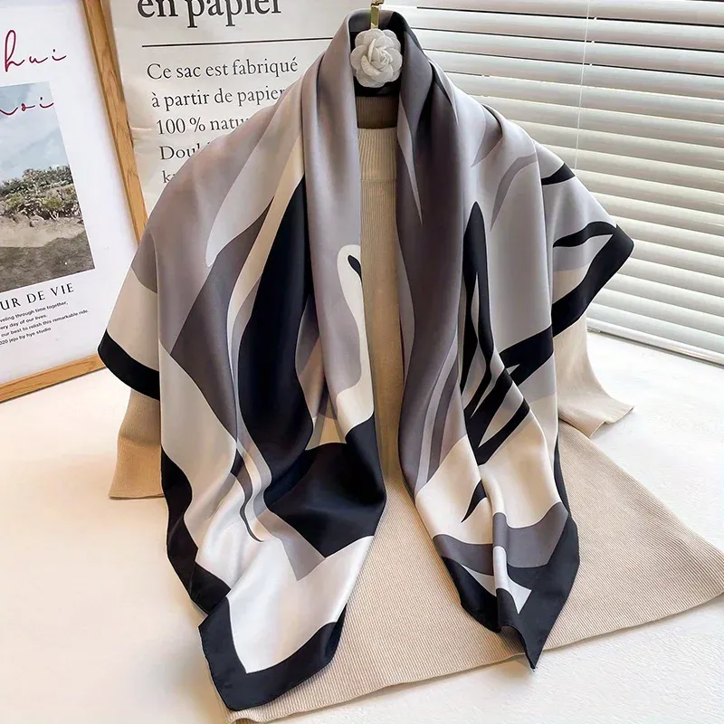 Abstract Silk Square Scarf 90x90cm 5