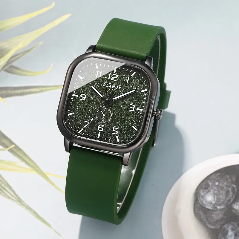 Square Dial Silicone Strap Quartz Watch 4