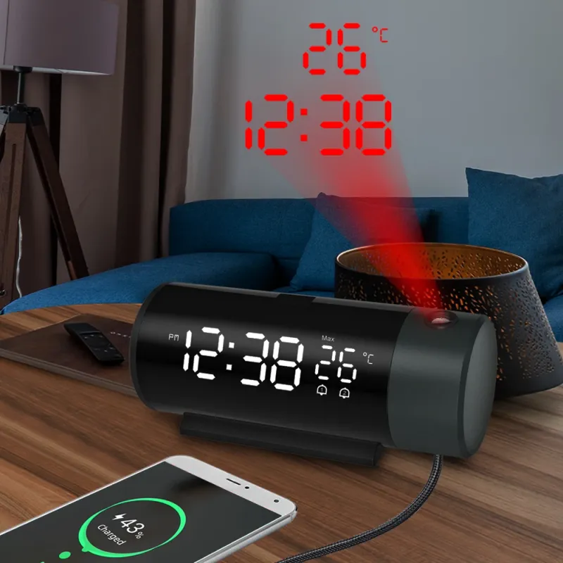 Digital Projection Alarm Clock with Temperature 6
