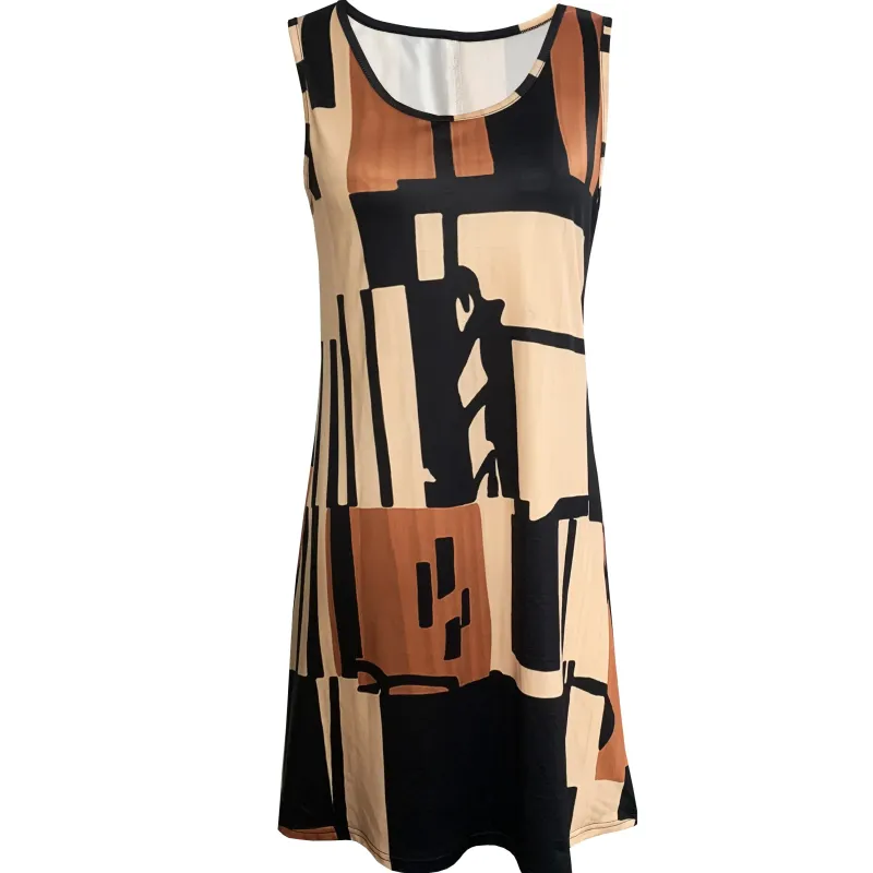 Women's Boho Geometric Sleeveless Midi Dress 3