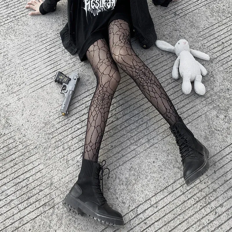 Black Spider Web Fishnet Pantyhose 3