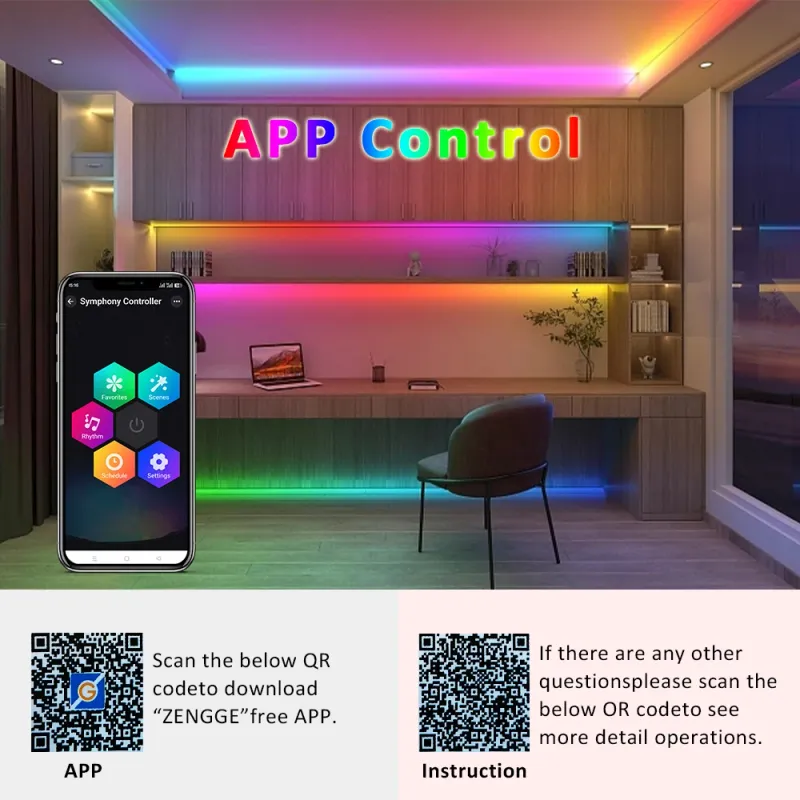 WS2812B USB RGB LED Strip Kit with Bluetooth APP 5