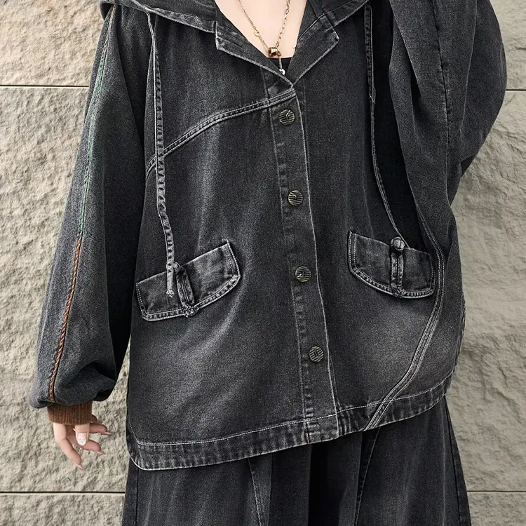 Women's Oversized Hooded Denim Jacket 6