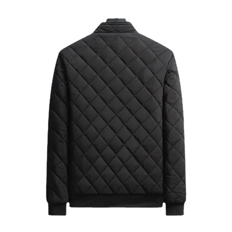 Men's Diamond Pattern Fleece Bomber Jacket 3