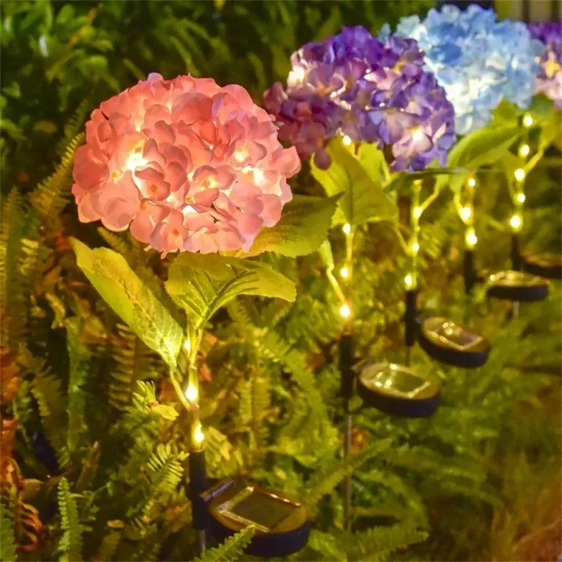 Солнечные LED садовые фонари гортензии 1