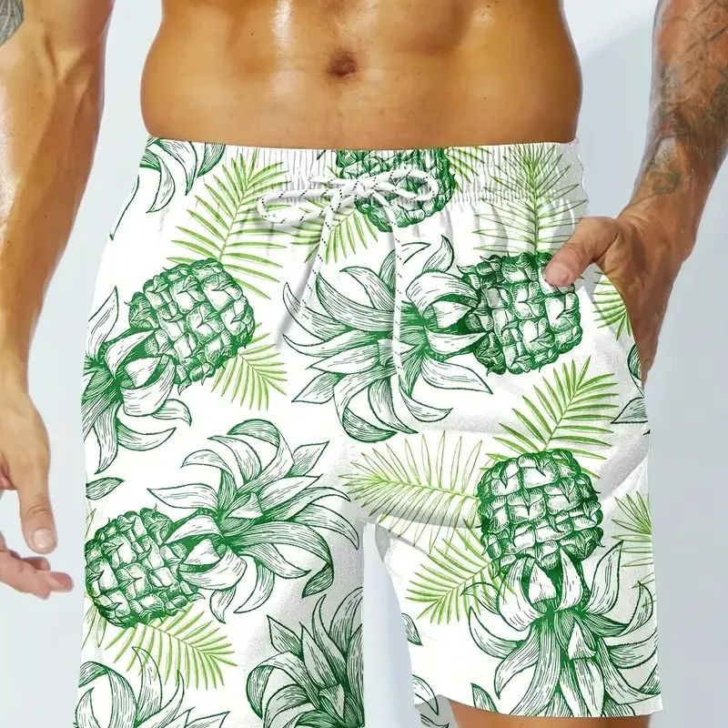 Men's 3D Pineapple Print Beach Shorts 5