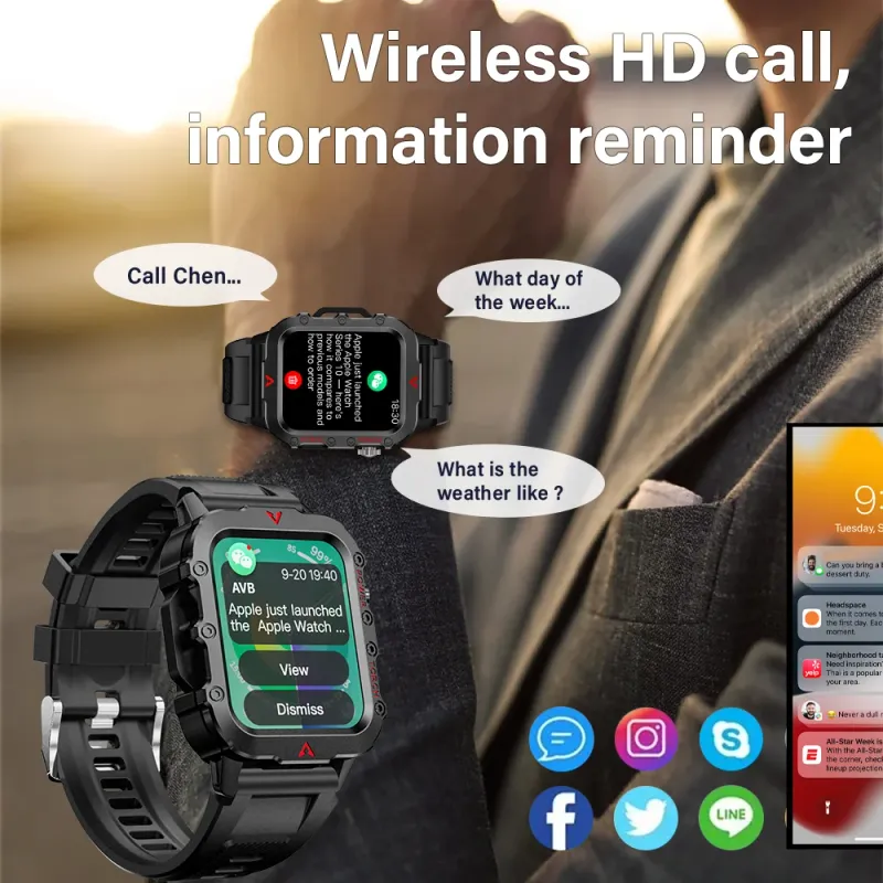 Men's LED Flashlight Smart Watch 3
