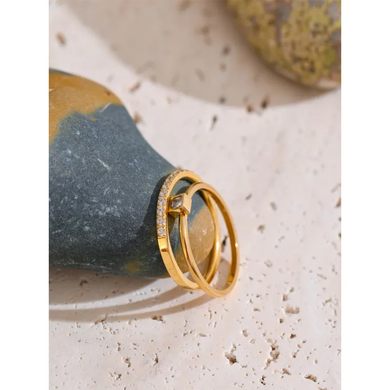 18K Gold Plated CZ Stackable Ring 6