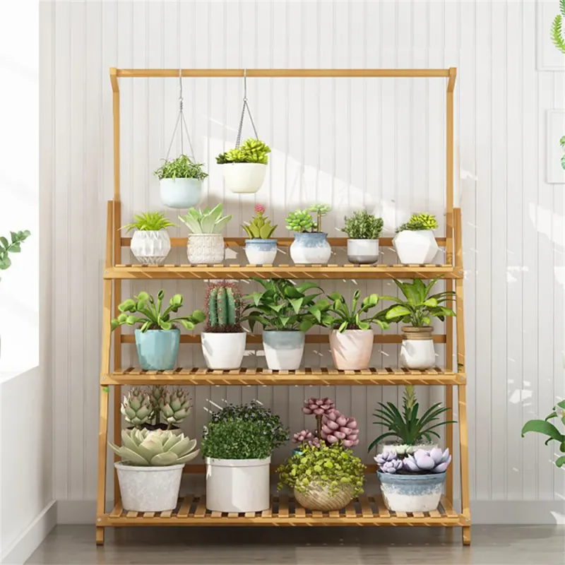 Folding Bamboo 3-Tier Plant Stand 2