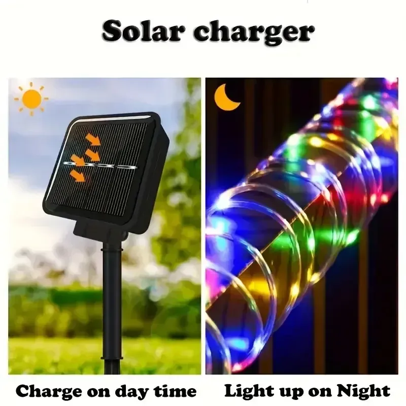 33FT Solar Rope Lights - 100 LED Outdoor String 3