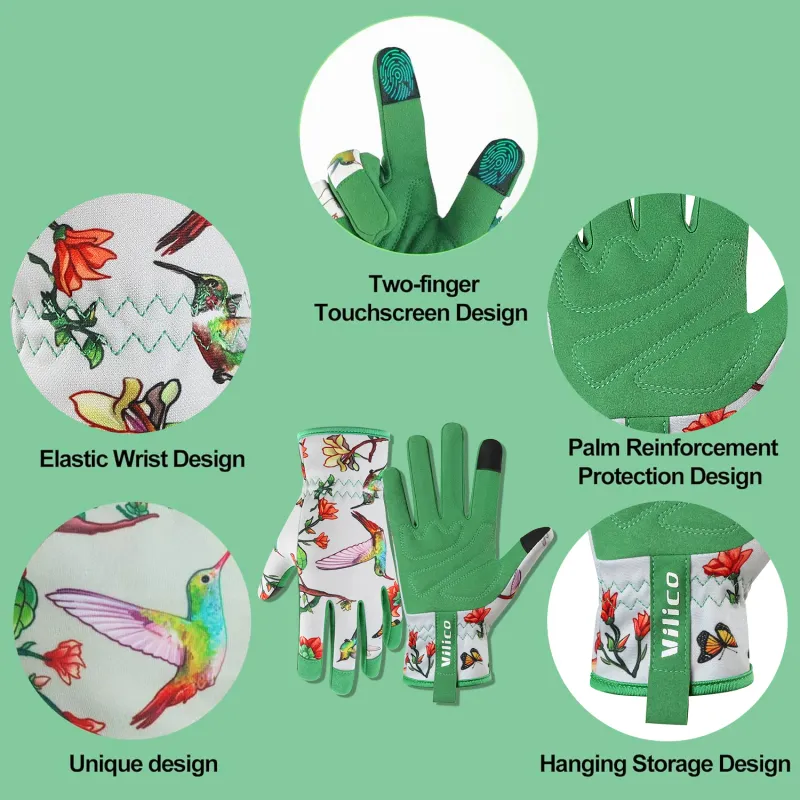 Women's Leather Gardening Gloves with Grip 2