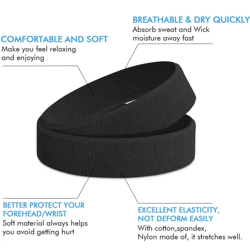 3-Pack Sweatproof Sports Headbands 3