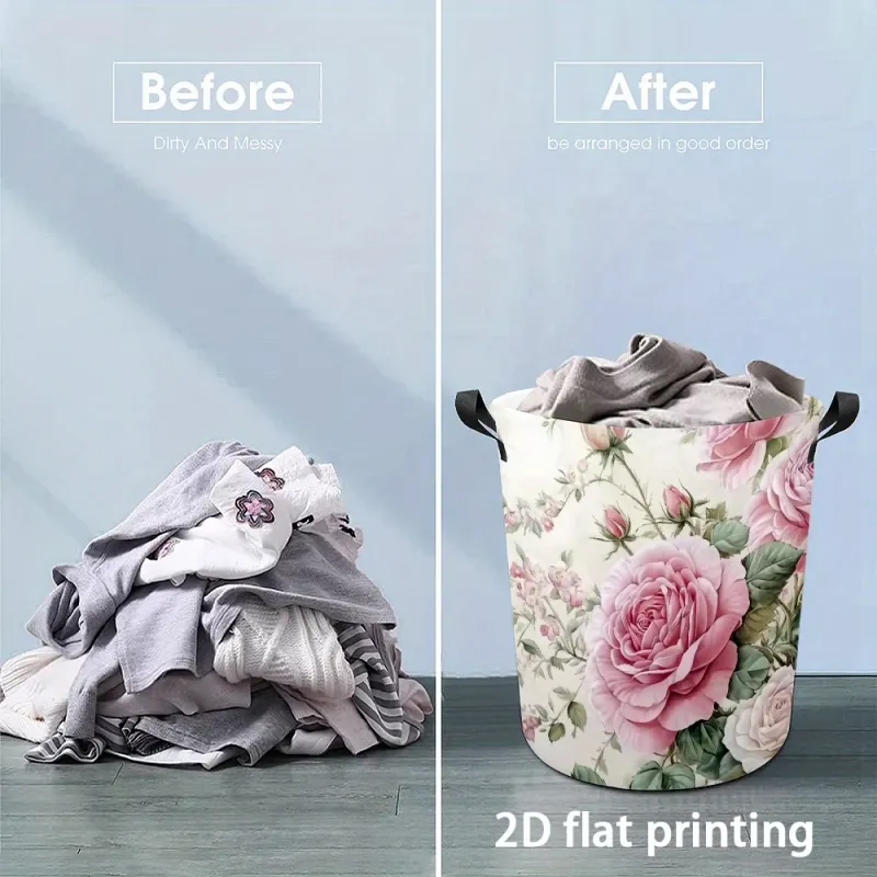 Pink Roses Laundry Hamper 4