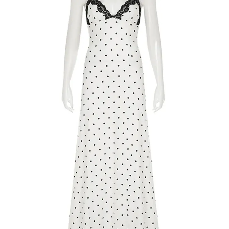 Lace V-Neck Patchwork Maxi Dress 2