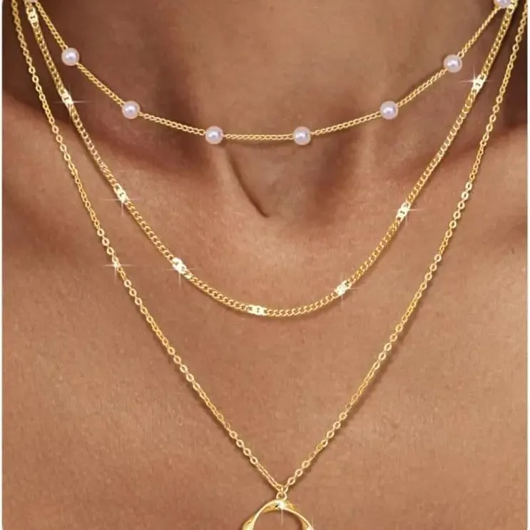 Dainty Layered Gold Necklace Set 4