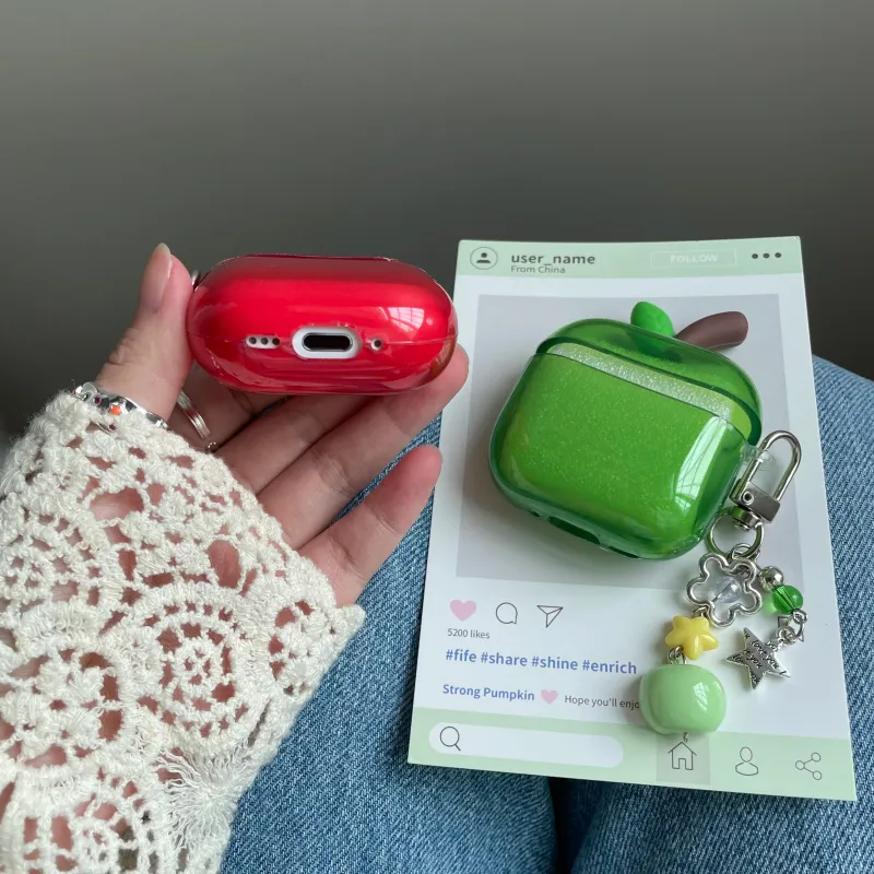 Translucent Red Green Apple AirPods Case 5