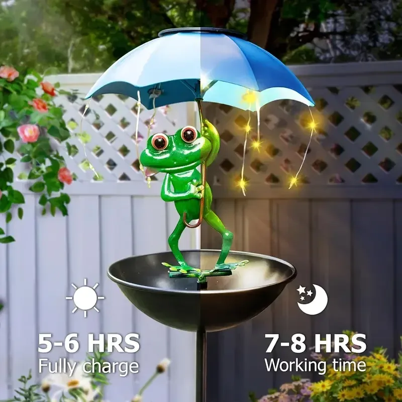 Solar Frog LED Bird Feeder Statue 2
