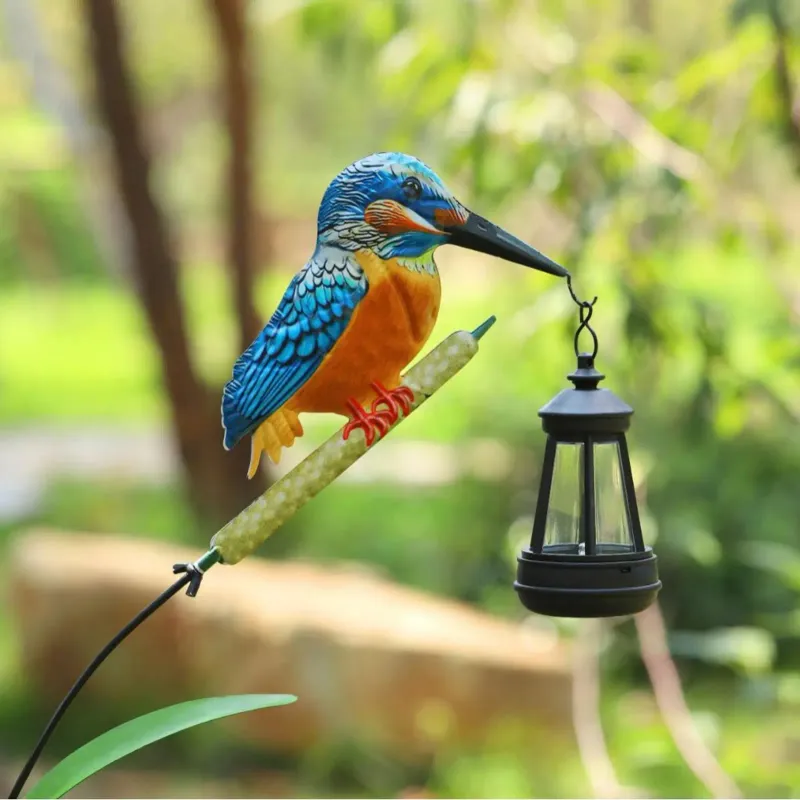 Solar Kingfisher Garden Light Statue 5