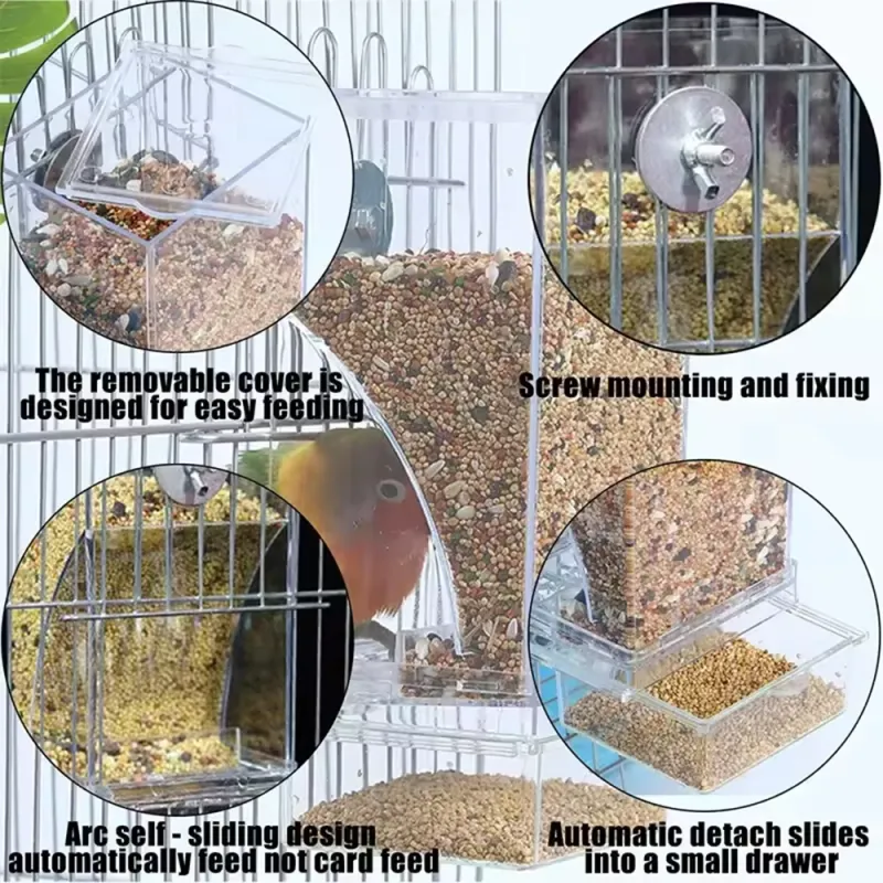 Parrot Feeder Anti-Spill Bird Food Box 4
