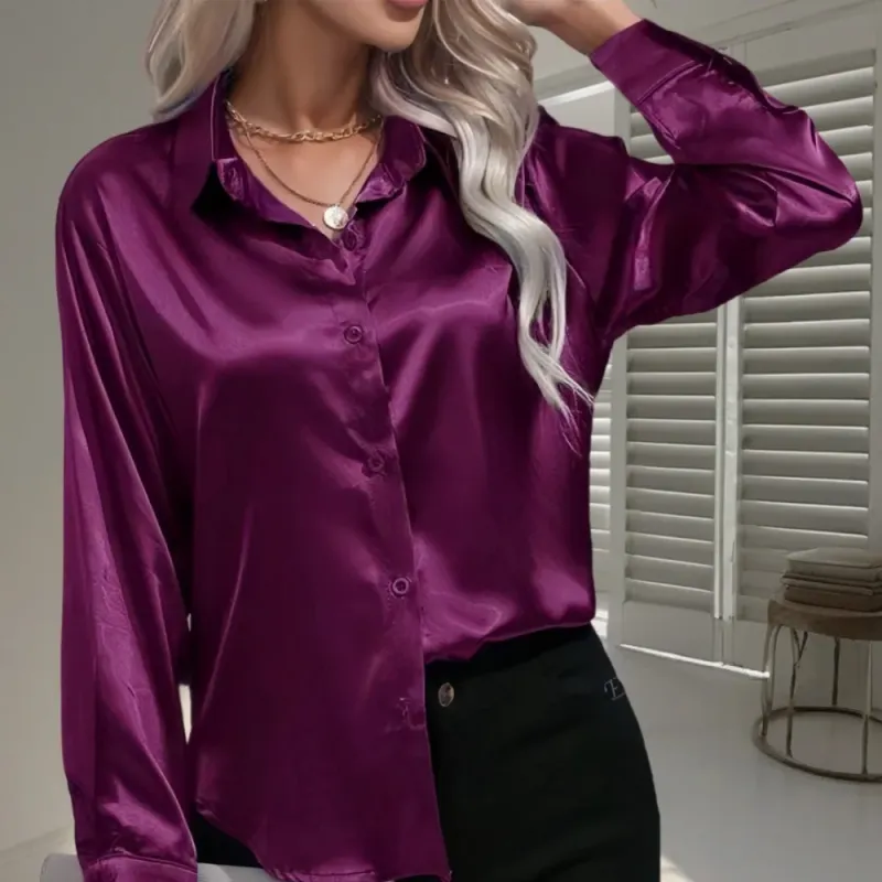 Elegant Satin Faux Silk Blouse 4