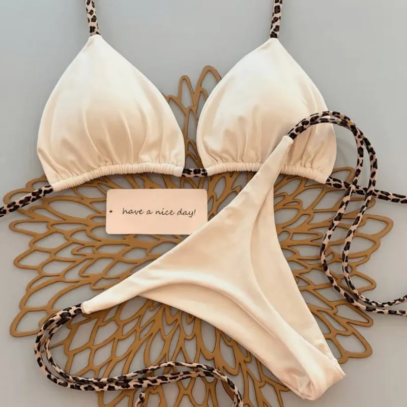Leopard Print Thong Bikini Set 2