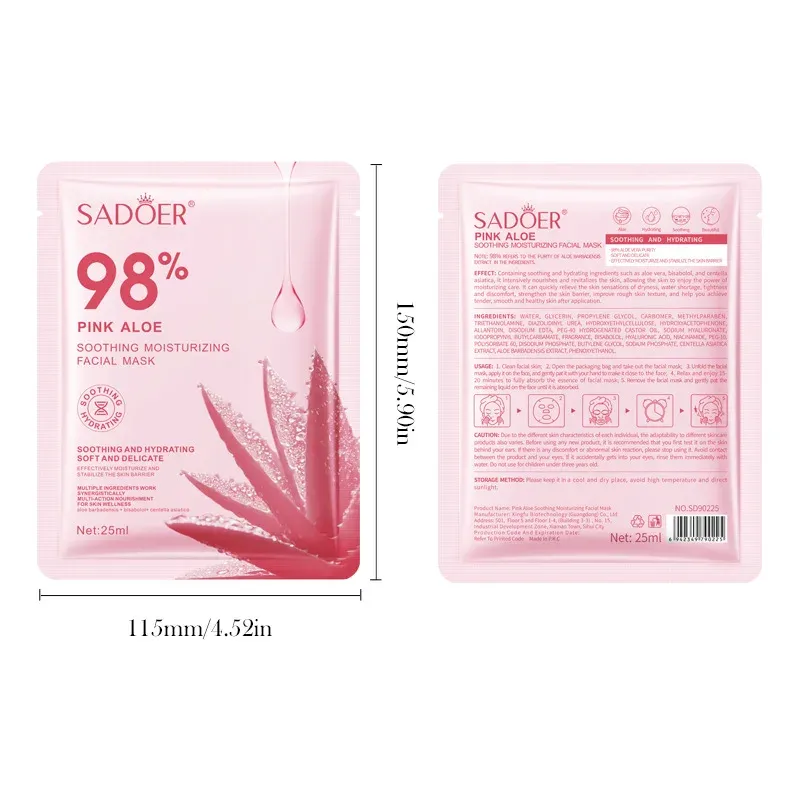 SAODER Pink Aloe Facial Masks 6