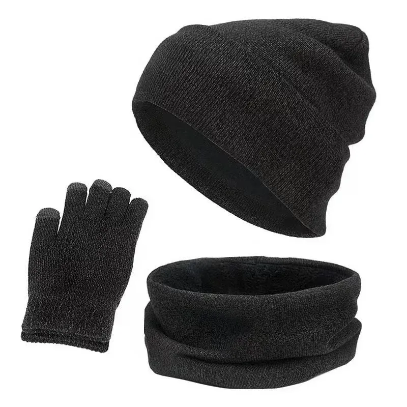 Winter Knitted Beanie Scarf Gloves Set 5