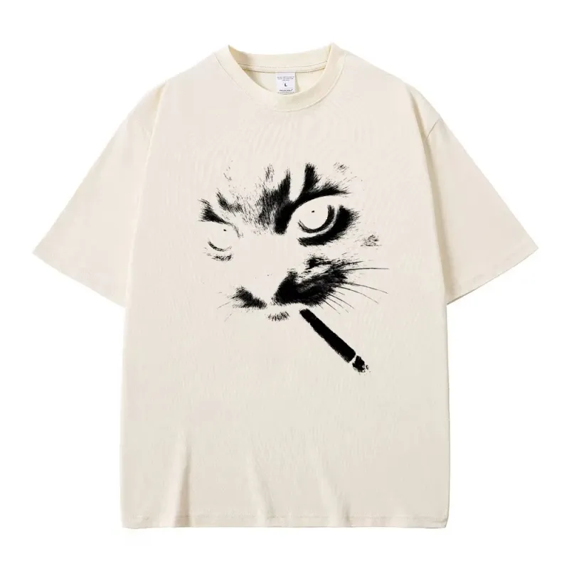 Smoking Cat Meme Vintage T-Shirt 5