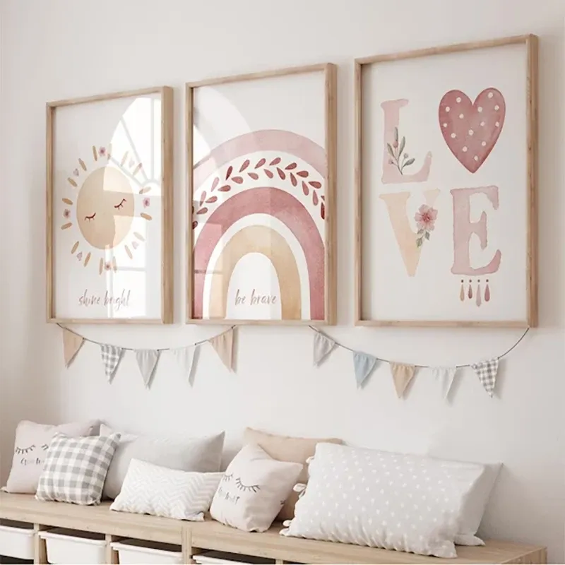 Boho Rainbow Sunshine Nursery Posters Set of 3 1