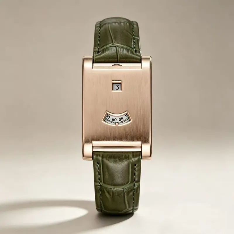 Square Dial Quartz Watch with Leather Strap 1