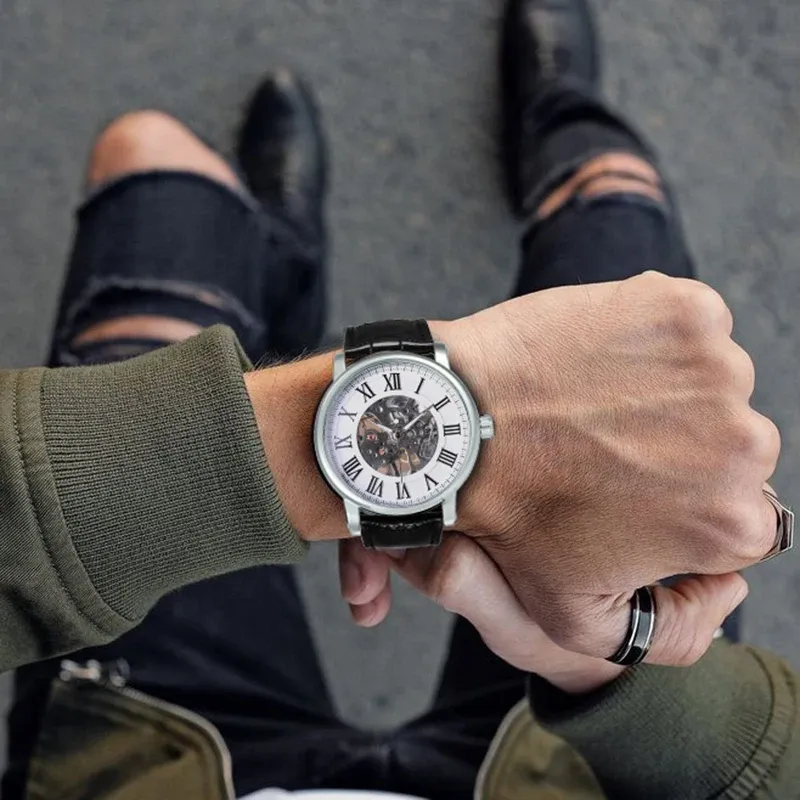 WINNER Men's Skeleton Dress Watch 5