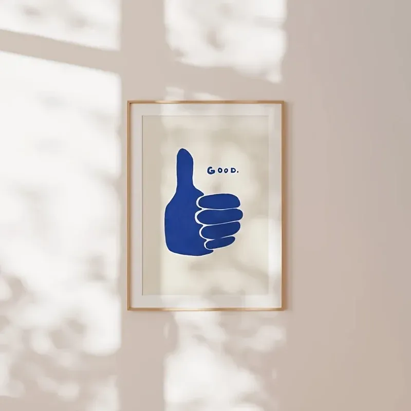 Retro Thumbs Up Blue Canvas Art Print 4