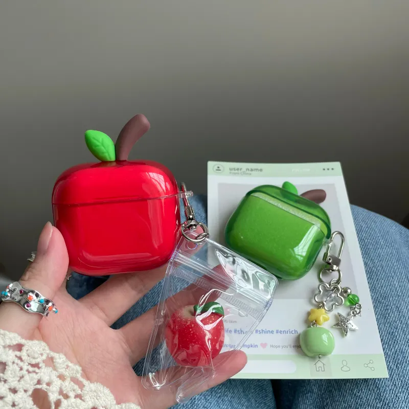 Translucent Red Green Apple AirPods Case 1