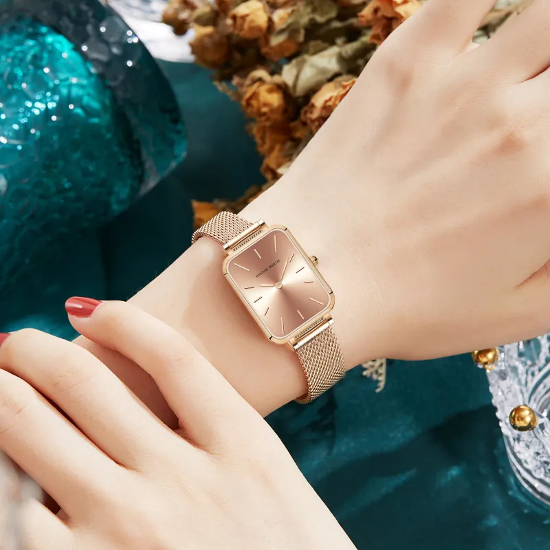 Hannah Martin Ultrathin Rectangle Mesh Watch 3