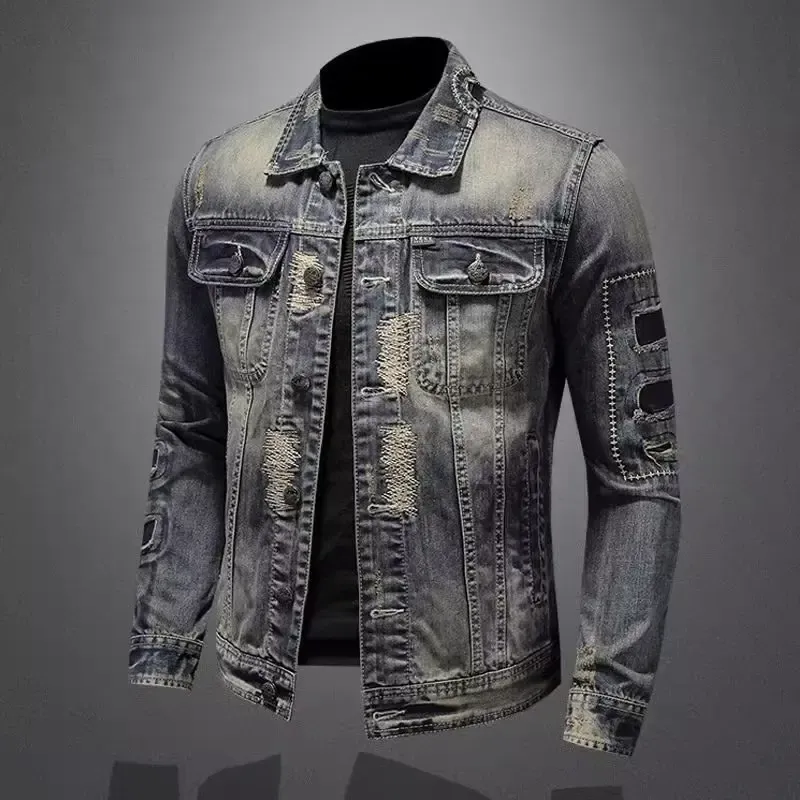 Men's Vintage Distressed Denim Jacket 4