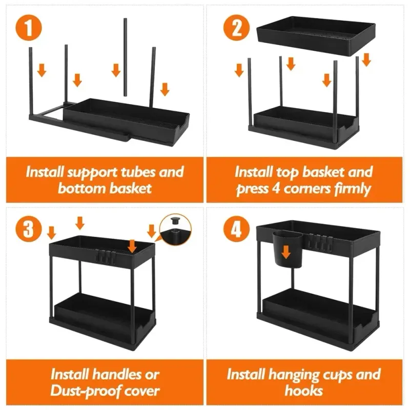 2 Tier Under Sink Sliding Organizer 6