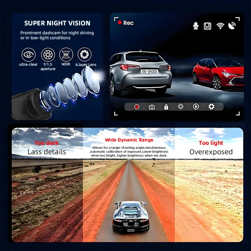 ACCEO 4K Dual Lens WiFi GPS Dash Cam 4
