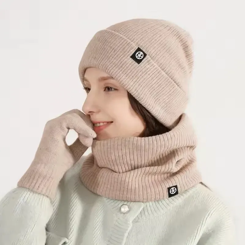 Winter Warm Knit Beanie Gloves Scarf Set 2