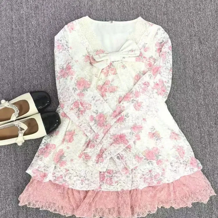 Y2K Floral Vintage Sweet Elegant Dress 6