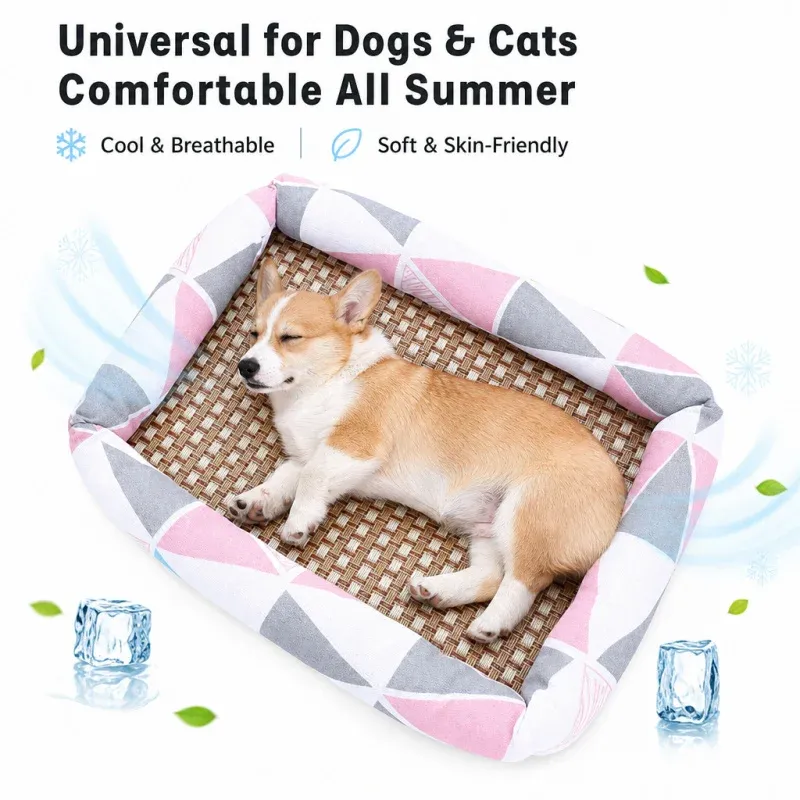 Summer Linen Rattan Pet Cooling Mat 1