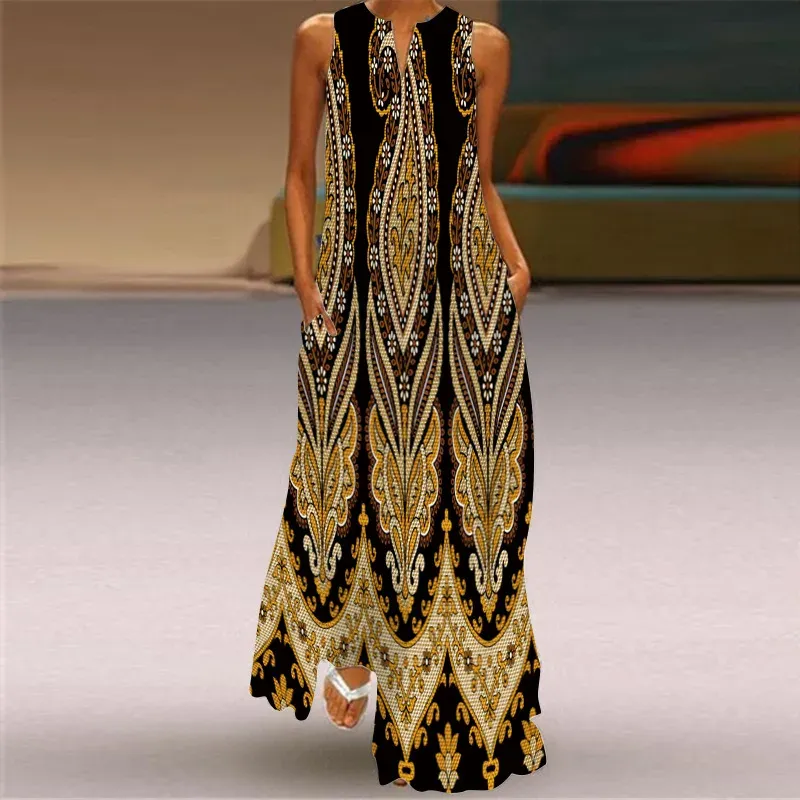 Vintage Print Boho Maxi Dress 6