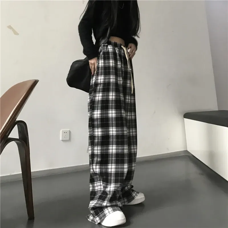 Black Plaid Oversize Baggy Sweatpants 6