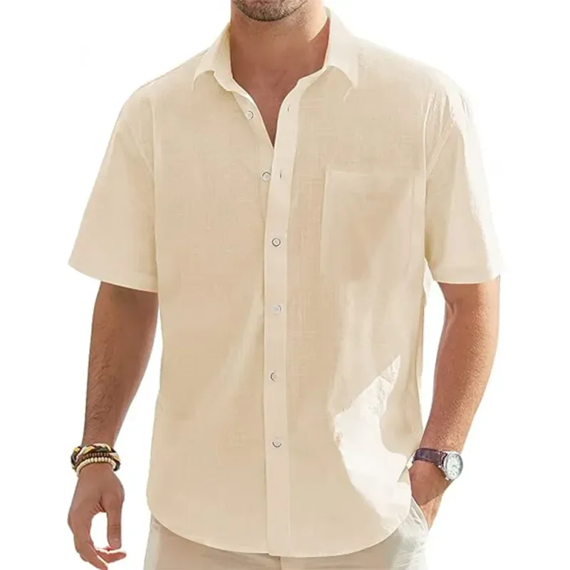 Men's Cotton Linen Short Sleeve Shirt 1