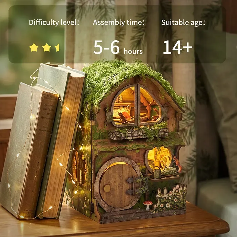 DIY Miniature Wooden Dollhouse Kit with LED 2