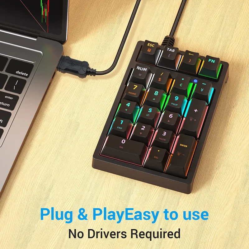 RGB Mechanical Number Pad - 21 Key USB Numpad 5