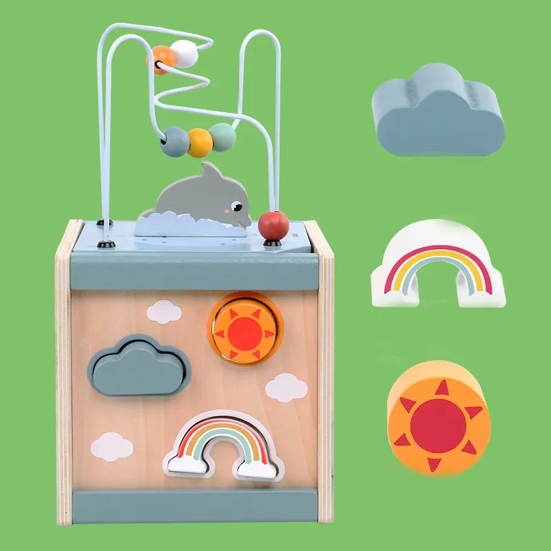 5-in-1 Wooden Activity Cube for Toddlers 3