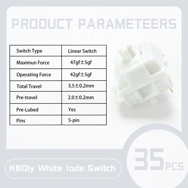 KBDiy White Jade 42gf Linear Switches 2